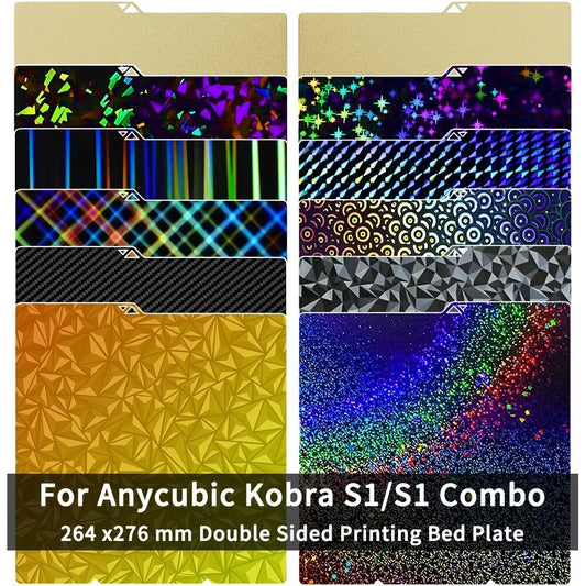 for Anycubic Kobra S1 Plate Pei Sheet 264x276mm Textured Kobra S1 Combo Build Plate Double Sided Peo Pet Pey Kobra S1C Bed