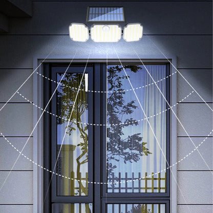 3-Head Motion Sensor Solar Light 350LM IP65 Waterproof Remote Control Floodlight 164/238 LED Outdoor Solar Lamp