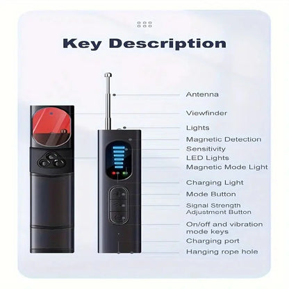 T15 Camera Detector Wireless Signal Infrared Scanner Anti-Positioning Monitoring Hotel Anti-Sneak Peek Detector 5-level Sensitivity Adjustable