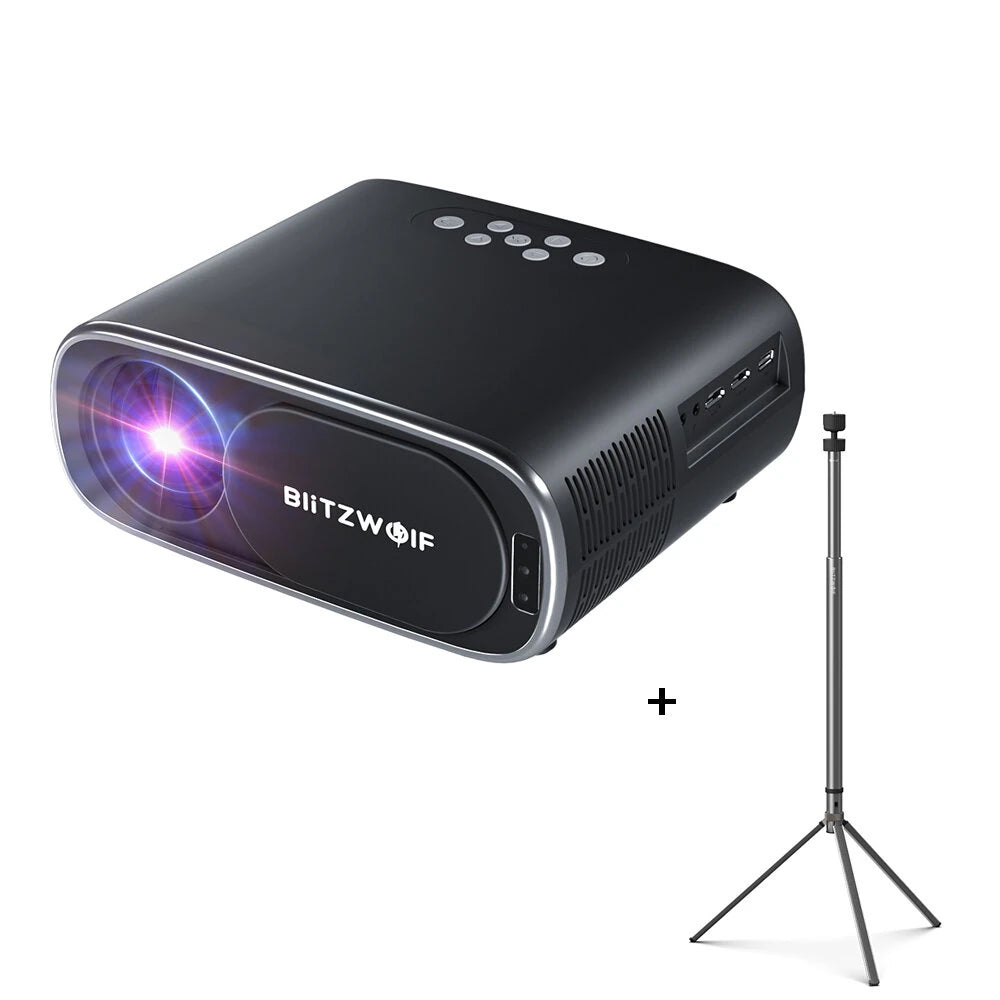 BlitzWolfBW-V4 1080P Projector 5G-WIFI Mirroring Wireless Auto Focus Auto Keystone Correction Lens Protection Automatic Slide Smart Cinema Home Theater Outdoor Movie EU Plug