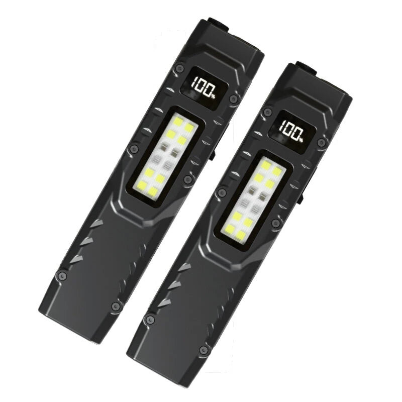 Bikight DT007 1200LM Portable Tactical Flashlight With Side Floodlight Double Tail Swich Ultra Bright Mini LED Torch Rechargeable Outdoor Hiking Camping Fishing Lamp