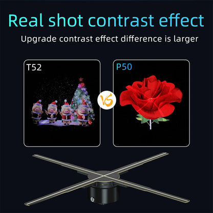 Elfeland P50 Wifi Holographic Fan 3D Advertising Machine 576 LED Sign Neon Smart HD Player Support Video Picture Logo Holographic Light EU Plug