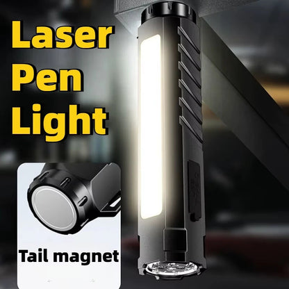 BIKIGHT LY-908 Multifunctional Aluminum Alloy Flashlight with RGB Side Lights Red LEP Pointer 3000mAh Magnetic Tail Type-C Rechargeable Smart Display for Outdoor Camping Emergency Lamps