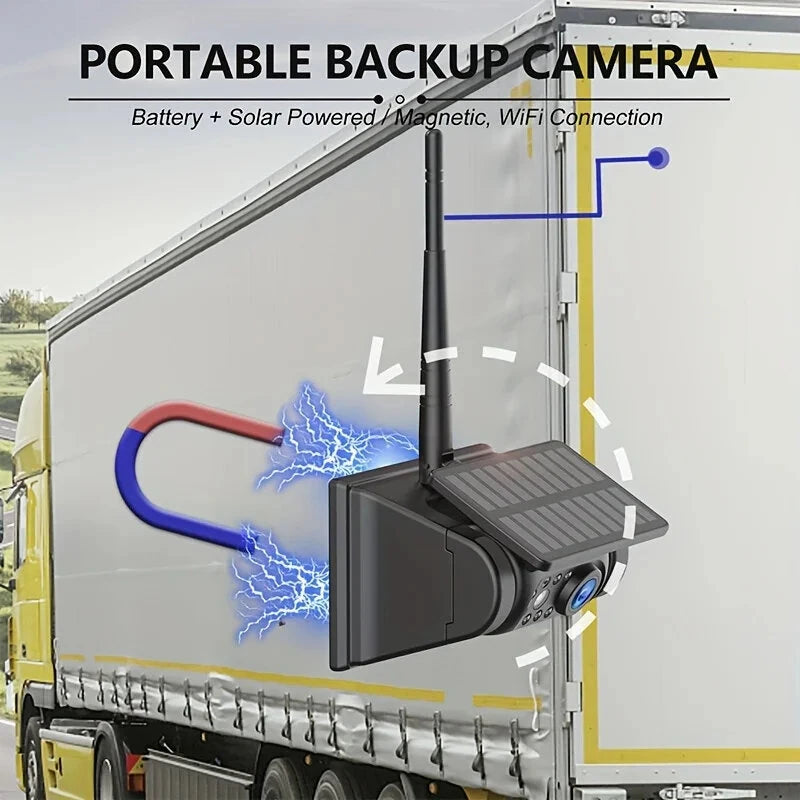 9600mAh Solar Lithium Battery WiFi Wireless Backup Camera System Real Time Monitoring Wireless Backup Camera Bus Van Truck RV