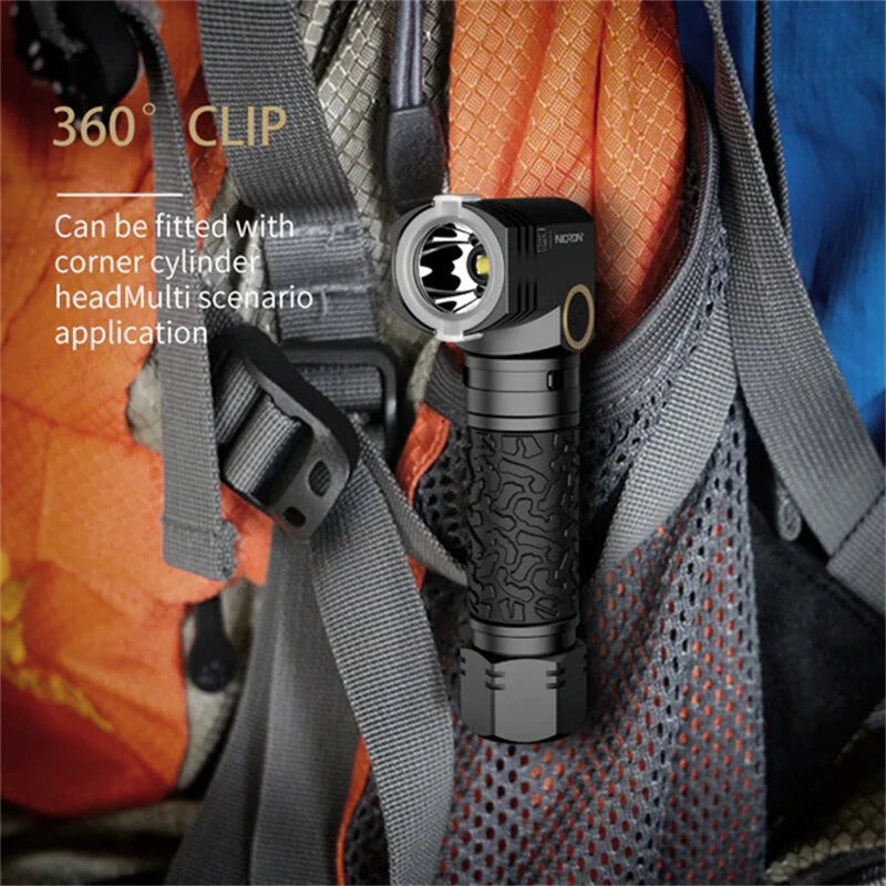 NICRON L71 1500 Lunmens Tactical Flshlights Come with Battery 90 Degree L-shape Working Light Type-C Rechargeable Magnetic Torch, IP65 Waterproof for Outdoor Camping Emergency