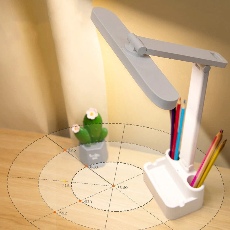 USB Charging LED Desk Lamp 3 Color Temperatures Brightness Adjustable Bedside Reading Pen Holder Table Lamp for Student dormitory