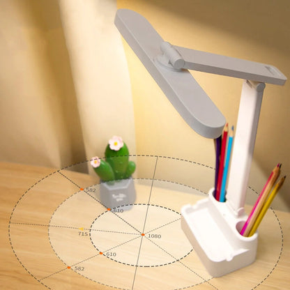 USB Charging LED Desk Lamp 3 Color Temperatures Brightness Adjustable Bedside Reading Pen Holder Table Lamp for Student dormitory