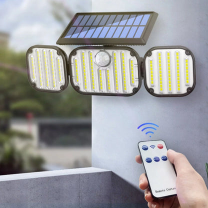 3-Head Motion Sensor Solar Light 350LM IP65 Waterproof Remote Control Floodlight 164/238 LED Outdoor Solar Lamp
