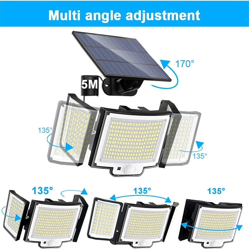 Elfeland 328LED Solar Light Outdoor Lamp Super Bright Motion Sensor Waterproof 3 Working Modes Spotlight Solar for Garden Securi for Outside Landscape
