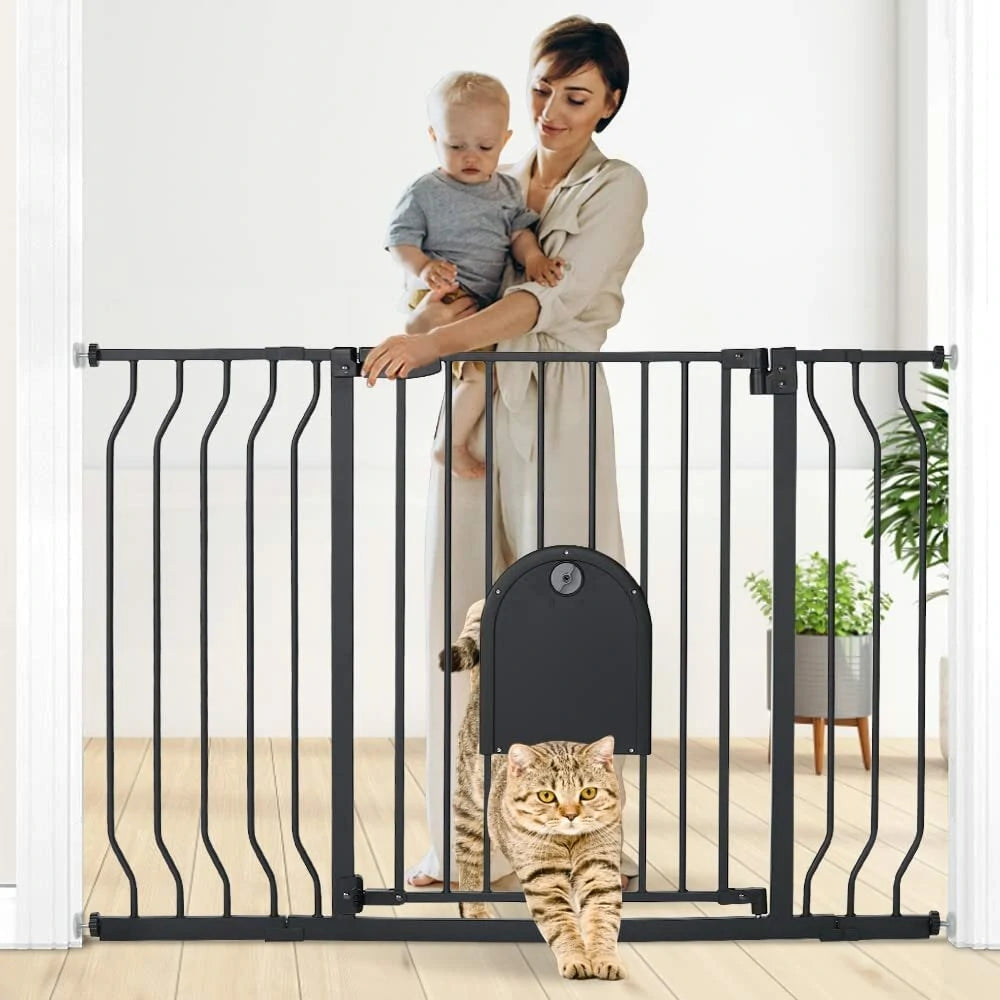Comomy 31-45'' Extra Wide Baby Gate with Adjustable Door Top of Stairs Pet Gate