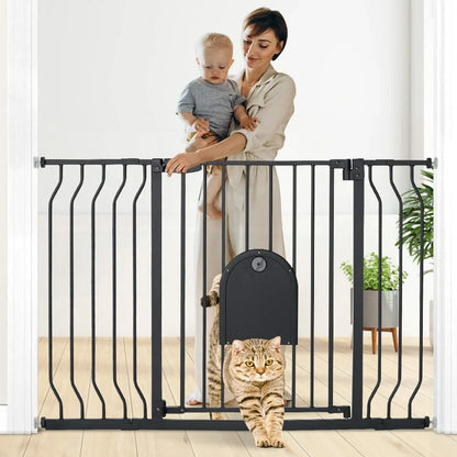 Comomy 31-45'' Extra Wide Baby Gate with Adjustable Door Top of Stairs Pet Gate