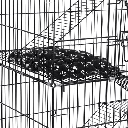 PawGiant 4-Tier Cat Cage, Cat Playpen Kennel Crate Chinchilla Rat Box Cage Enclosure with Ladders, Platforms Beds, Latches Tray Hammock