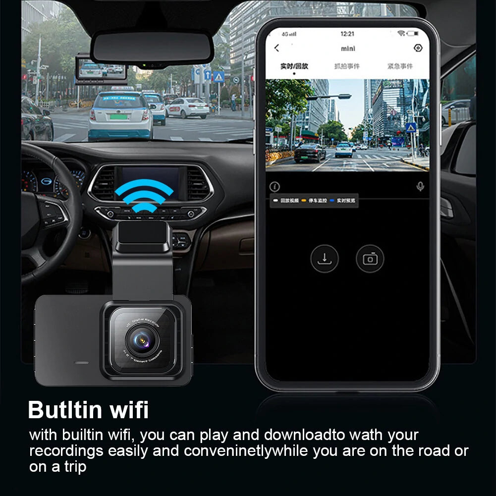 3 inch Front & Rear Dual-Lens Driving Recorder 1080P High Definition Built In WIFI 120 Car Dash Cam