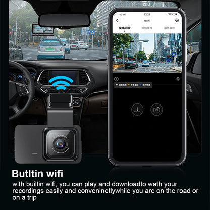 3 inch Front & Rear Dual-Lens Driving Recorder 1080P High Definition Built In WIFI 120 Car Dash Cam