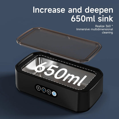 Ultrasonic Cleaner Multi-functional 650ml Touch Control 48kHz High-Frequency for Jewelry Eyeglasses Dental Appliances Silent Operation UV Sterile Cover