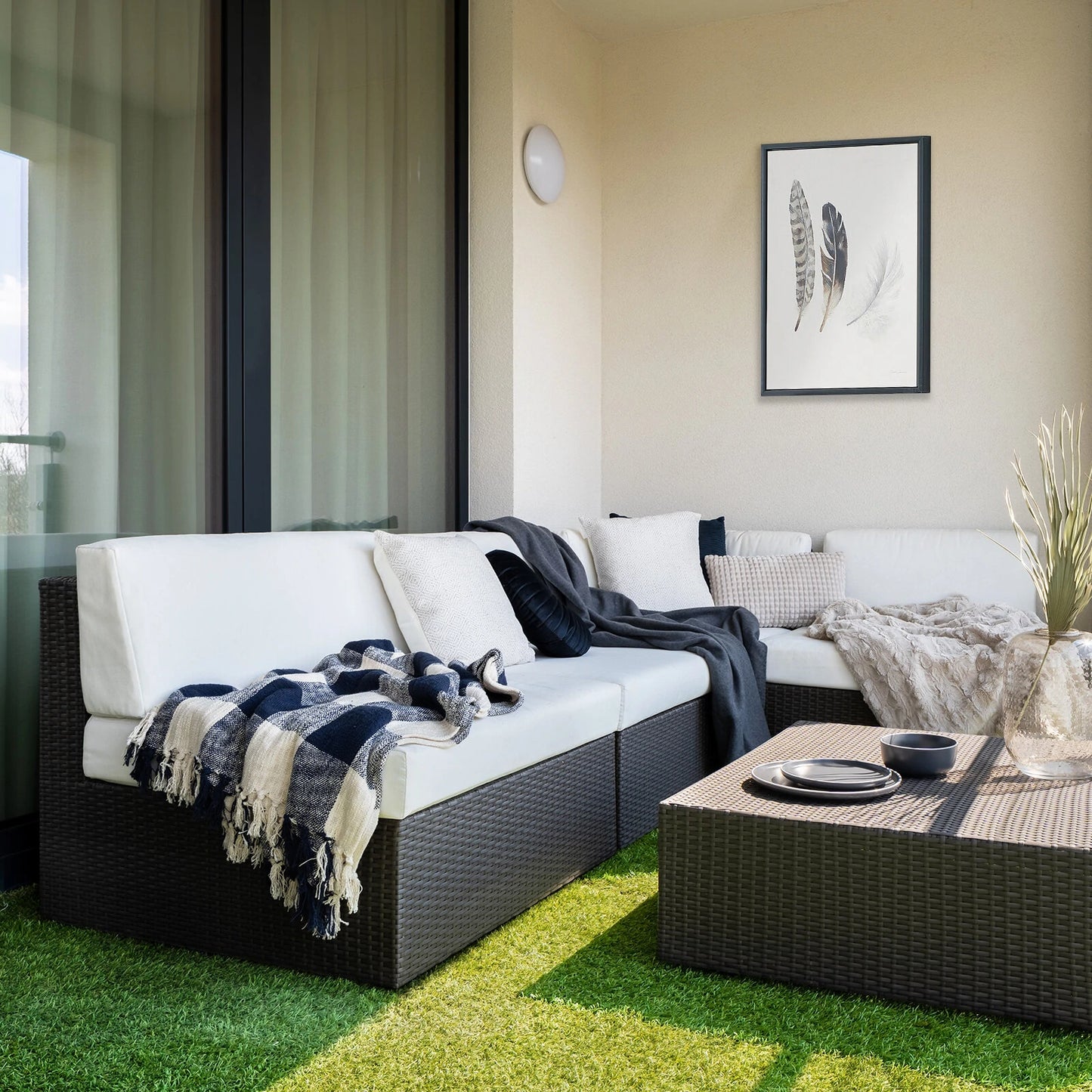 Artificial Grass Turf Spring Grass Realistic Artificial Grass Rug 20mm Height Natural Looking Grass Mat TPR Back for Garden Lawn Landscape Indoor Outdoor