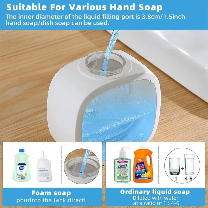 Smart Foam Hand Soap Dispenser 500ml Capacity Waterproof Design with Infrared Sensor for Home Kitchen Bathroom