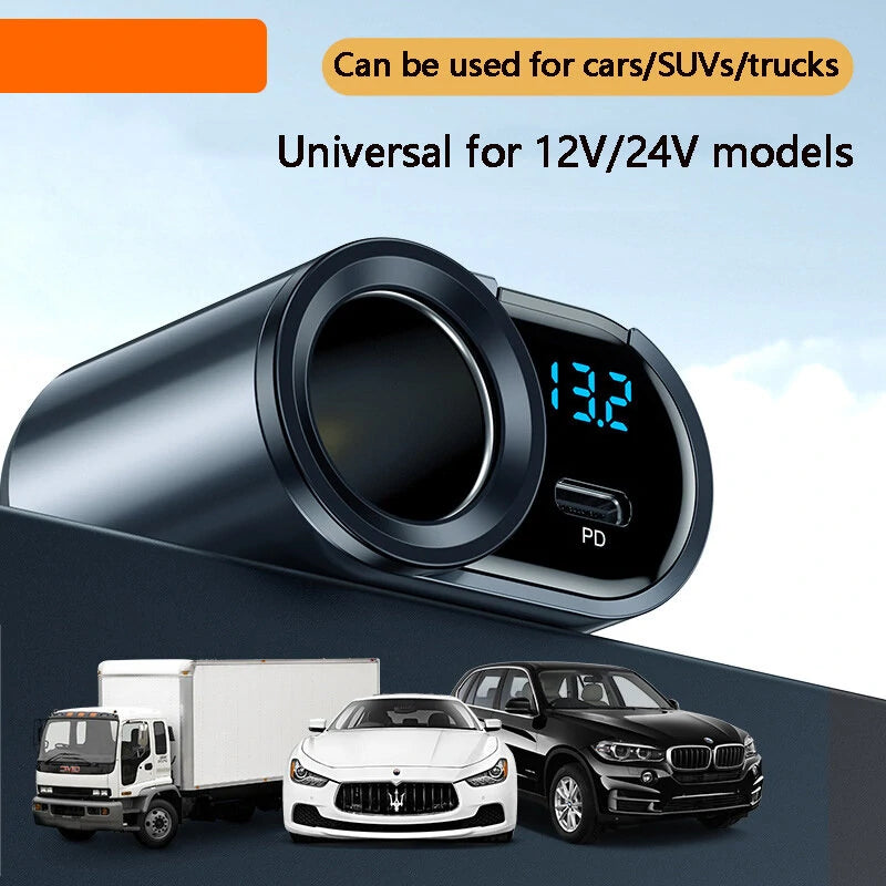 PD30W+80W+100W Car Fast Charger LCD Screen Dispaly Compatible with 100W/66W/40W/22.5W Super Fast Charge