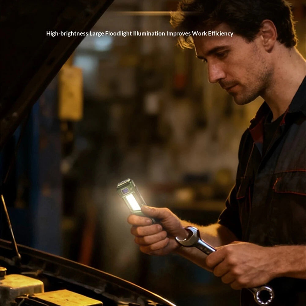 BIKIGHT 10W Compact Thin Mini Portable LED Flashlight Digital Display EDC Tactical Rechargeable Work Light, Three-Source Outdoor Camping and Emergency Use High-Intensity LED Torch