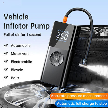 80W Car Tire Inflator Portable Air Compressor 150 PSI Electric Tire Inflator Cordless Tire Pump with Digital LED Display Emergency Light