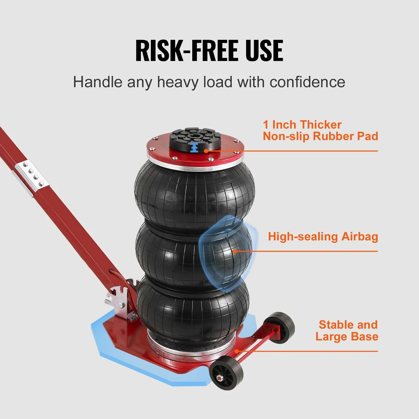 Mudiro Air Jack 3 Ton 6600 lbs / 5 Ton 11000 lbs Air Bag Jack with Six Steel Pipes 15.75 inch/400 mm / 18.5 inch/470 mm Lift up Fast Lifting Pneumatic Jack with Adjustable Long Handle for Cars Garages Repair
