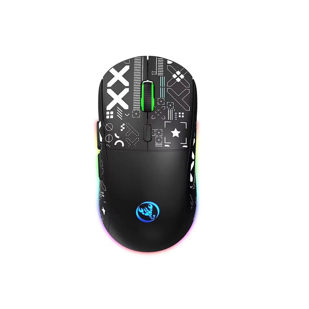 HXSJ T90 2.4G Triple Mode Wireless Mouse 800-3600DPI Adjustable RGB Backlight 750mAh Type-C Rechargeable Gamer Mouse