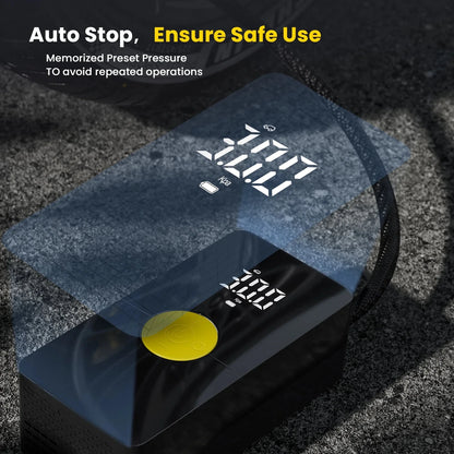 150psi Cordless Electric Air Pump 4000mAh Tire Inflator Portable Air Compressor LCD Digital Display with LED Light for Car Bike Motorcycle Ball