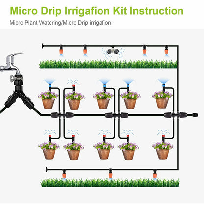 40m DIY Garden Watering Irrigation Kit Flowering Lawn Drip Irrigation Spinkler Greenhouse Planting