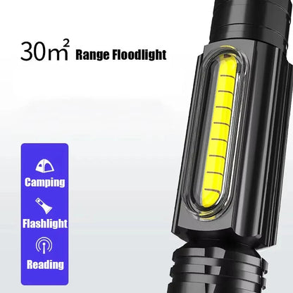 Bikight WL82 X9 LED+COB USB Charging Flashlight Zoomable 5 Modes LED Torch Flash Light Magnetic Attraction Waterproof Outdoor Camping Lantern