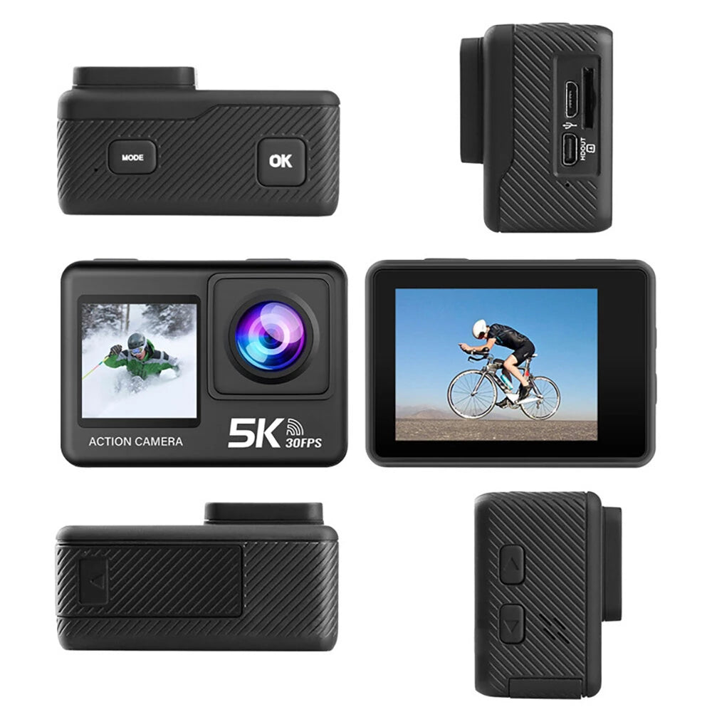 AUSEK M60TR 5K Action Camera Touch Screen Sports Camera Anti-Shake HD Shooting Outdoor Cycling Recorder Skiing Fishing Camera