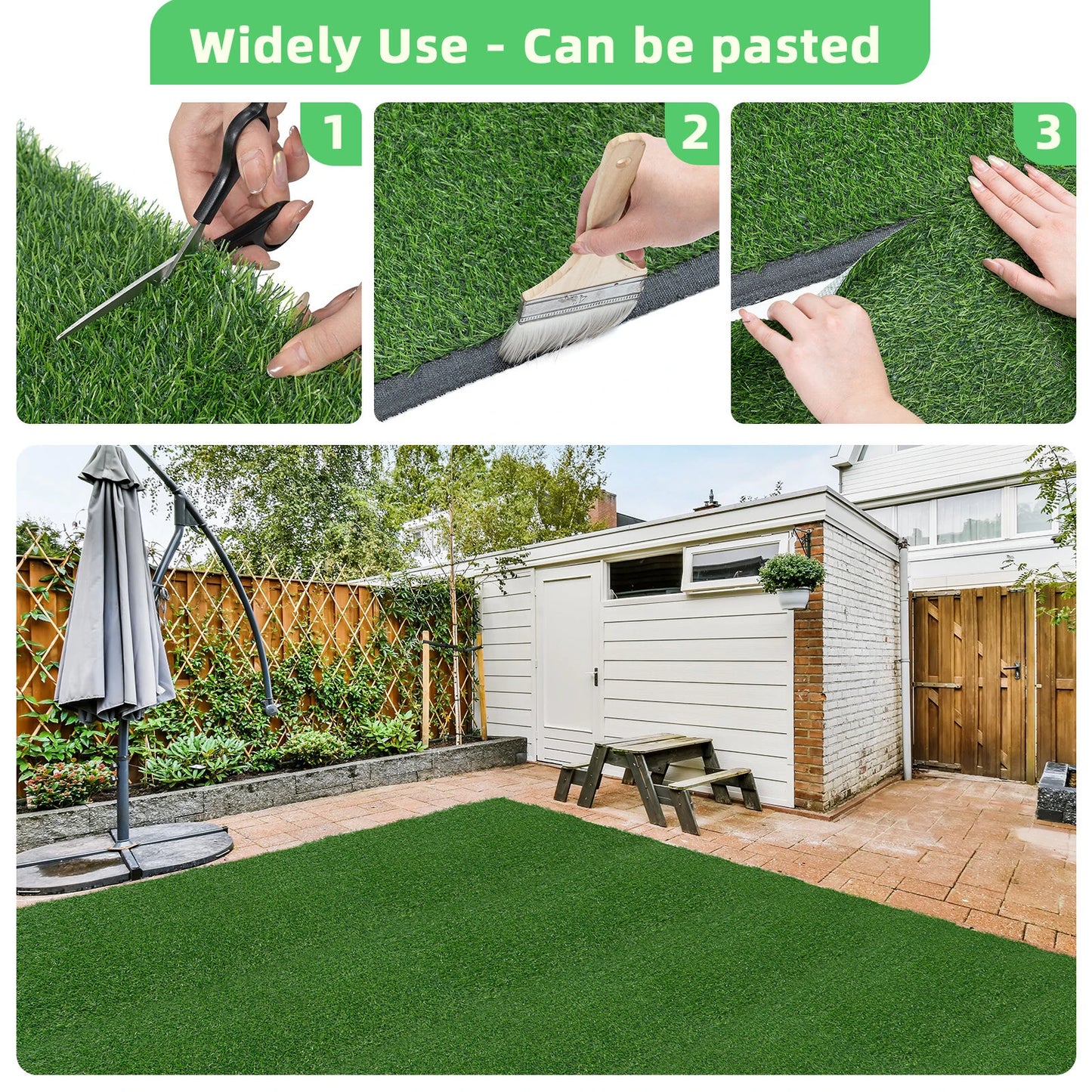 Artificial Grass Turf Spring Grass Realistic Artificial Grass Rug 20mm Height Natural Looking Grass Mat TPR Back for Garden Lawn Landscape Indoor Outdoor