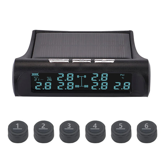 Solar Power Wireless Tire Pressure Monitoring System 6-Wheel External TPMS Tire Detector for Truck Bus Lorry