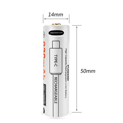 Lumintop 14500 Lithium Battery with TYPE-C Direct Charging Port 3.7V/3.4wh 920mAh Rechargeable Cell For Flashlights, RC Toys, Home Tools