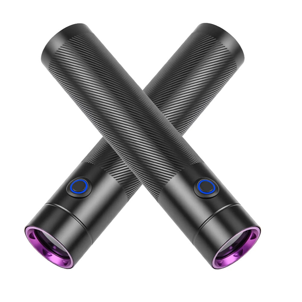 365NM UV MINI Flashlight Black Mirror Purple Light+ Red Beam Type C Rechargeable Filtered LED Ultraviolet Mini Torch Pet Pee Urine Rocks Gem Money UV Light