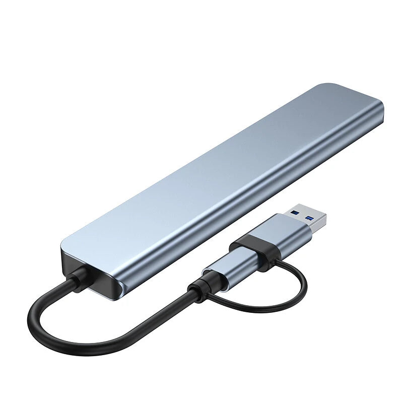 8 in 1 Type-C Docking Station USB-C Hub Splitter Adaptor with USB3.0*2 USB2.0*2 USB-C Data*1 SD/TF Card Reader Slot 3.5mm Audio Multiports Hub for PC Laptop