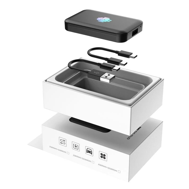 3-in-1 Wireless Adapter Android 9.0 Bluetooth 5.4 Compatible CarPlay Android Auto for Streaming Music Movies Gaming