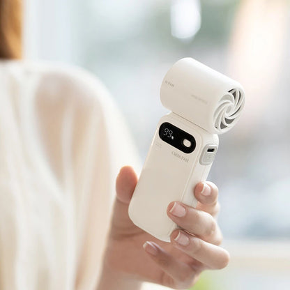 5-blade 100 Speed Handheld Turbine Electric Fan High Speed Outdoor Cooling High Wind Power Turbo Fan Small Fan Portable Smart Display Mini Fan