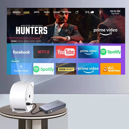 [EU Direct] ProjeStar Snails 4K Supported Mini Projector 400ANSI Android 11 WiFi6 bluetooth5.2 270 Rotatable 350" Screen Auto Keystone Portable Movie Video Projector for Home Outdoor Cinema