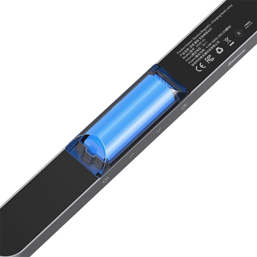 Baseus Magnetic Stepless Dimming Charging Desk Lamp Adjustable Angles One-Touch Control Punch-Free Installation Space Gray