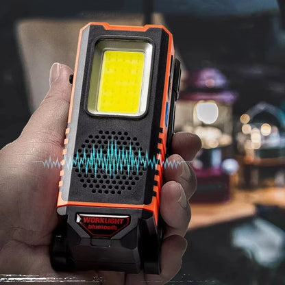 WK05 LED COB Work Light Bluetooth Speaker USB Rechargeable Work Lights with Magnetic Base Bluetooth-compatible Speaker LED Flashlight Inspection Power Bank Lights