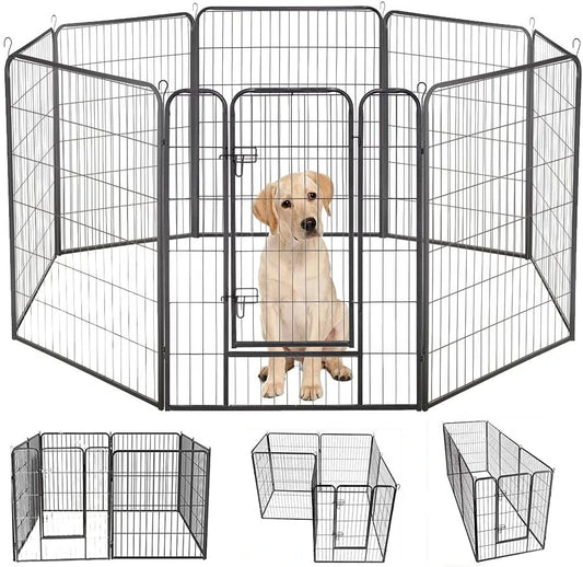 PawGiant Dog Pen 8 Panels 40" Height RV Dog Fence Outdoor Playpens Exercise Pen for Dogs Metal Protect Design Poles Foldable Barrier with Door