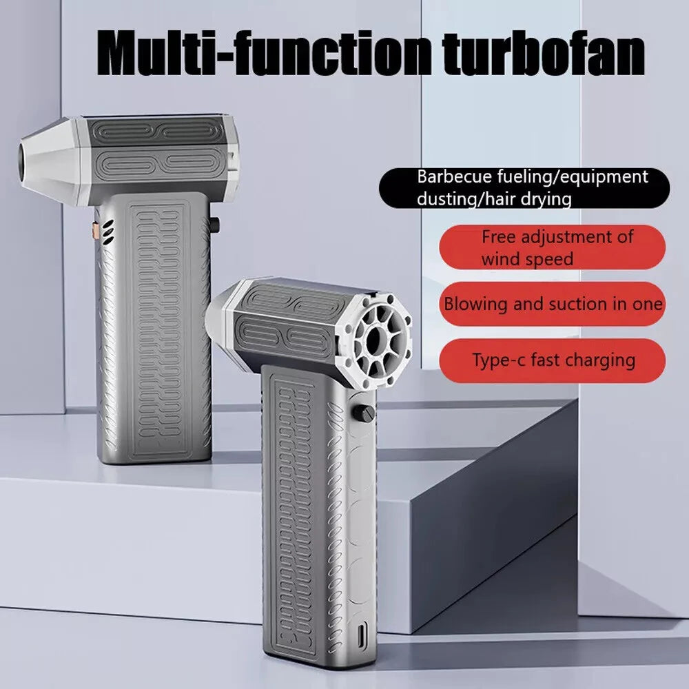 130000RPM  2 In 1 Mini Blower Fan Turbo Jet Fan Brushless Motor Handheld Duct Fan Electric Air Duster Speed Adjustable Cordless Jet Dry Air Blower