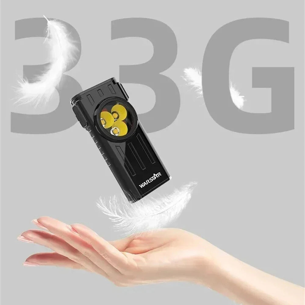 Warstar WT3 260LM EDC LED Keychain Flashlight With White Red Light Type-C Rechargeable Portable Mini Torch Work Light with Magnet for Camping Hiking and Emergency Use