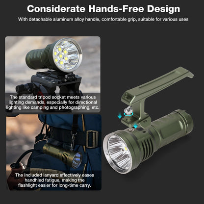 Astrolux MF07 7*SFH55.2 LED 21000LM Powerful Search Monsters Flashlight with 46950 Battery Max 618M Throw Flashlight 15 Days Runtime Type-C USB Rechargeable Powerful LED Torch for Outdoor Adventure Hiking Camping Searching Fishing