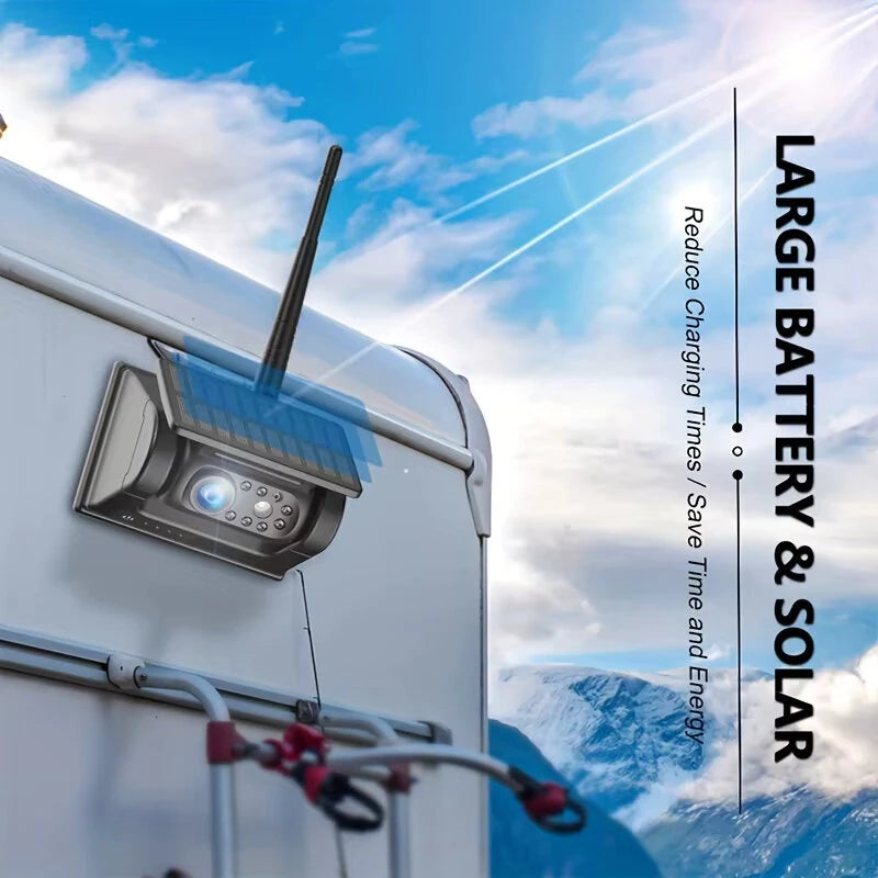 9600mAh Solar Lithium Battery WiFi Wireless Backup Camera System Real Time Monitoring Wireless Backup Camera Bus Van Truck RV