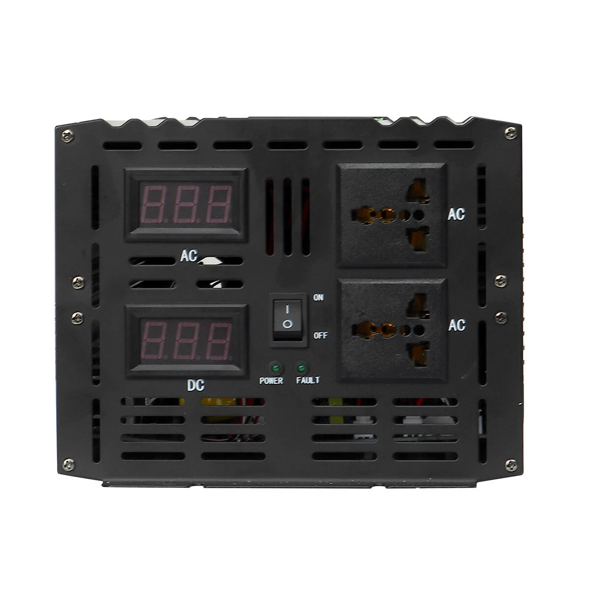 AUTSOME 12V to 220V Converter Pure Sine Wave Power Inverter Dual LCD Digital Display 2 Sockets Multiple Protection Functions