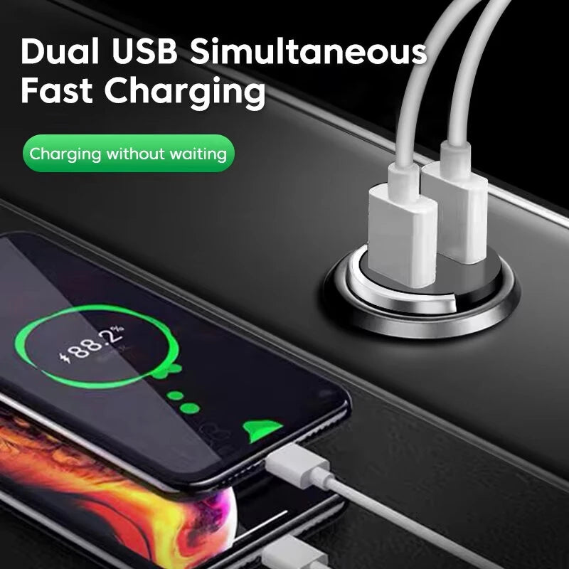 200W Dual USB Car Charger Fast Charging for iPhone QC3.0 Mini USB Car Phone Charger for Xiaomi for Samsung Huawei Honor