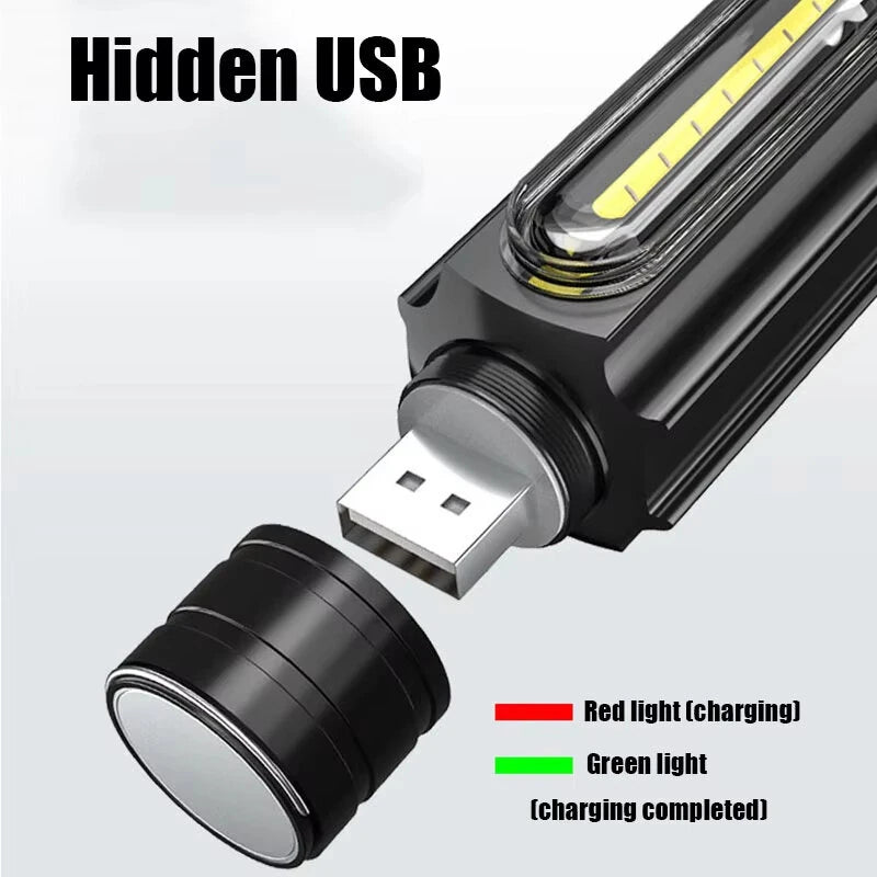 Bikight WL82 X9 LED+COB USB Charging Flashlight Zoomable 5 Modes LED Torch Flash Light Magnetic Attraction Waterproof Outdoor Camping Lantern