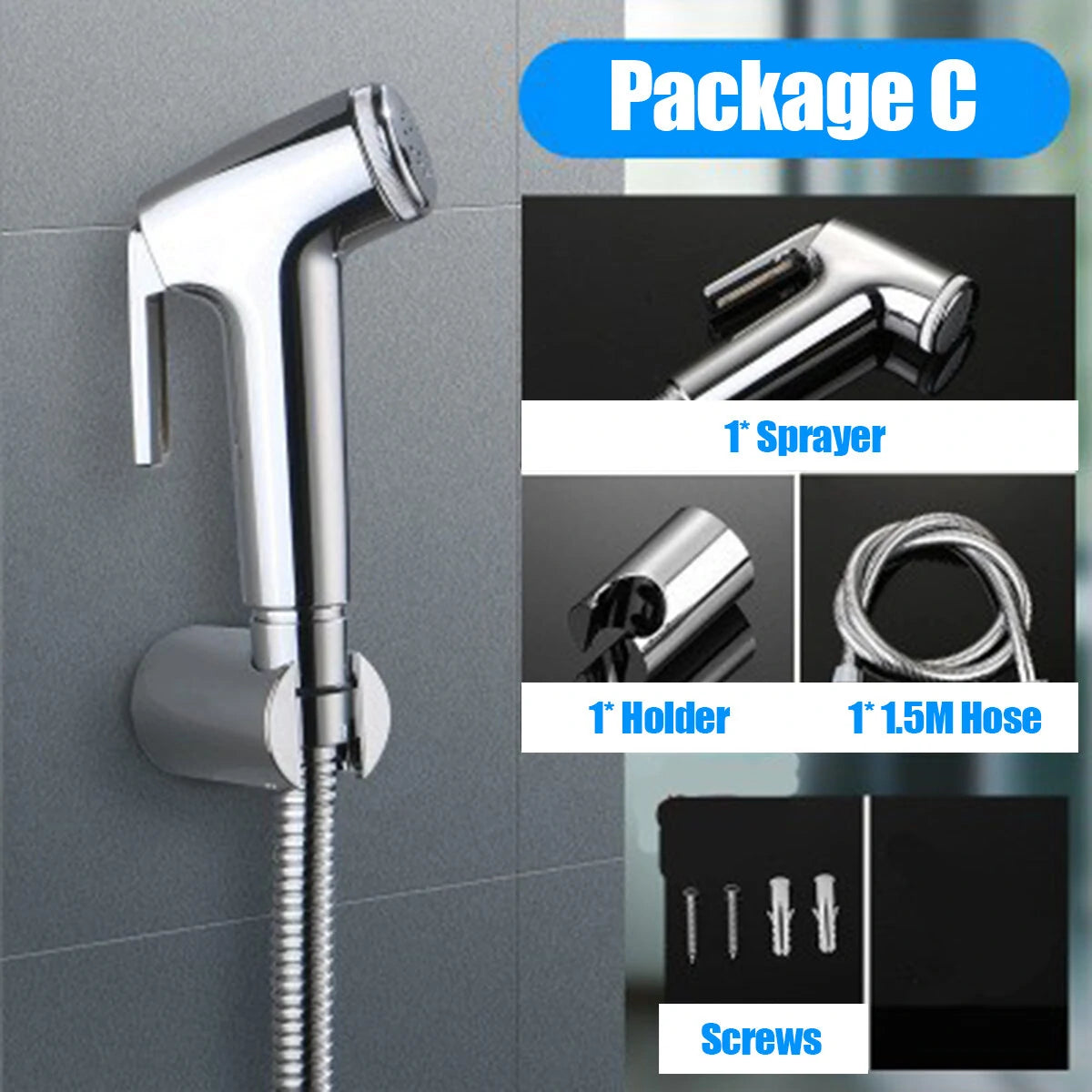 ABS Hand Held Bidet Faucets Spray Toilet Attachment Diaper Sprayer Hose Holder Bathroom