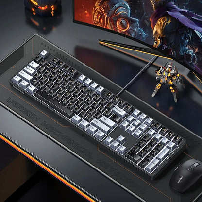 UGREEN KU103 108-Keys Wired Mechanical Gaming Keyboard Silence Structure PBT Keycaps Red Switch LED Backlit USB-C Ergonomics E-sports Gaming Keyboards for PC Laptop Computer